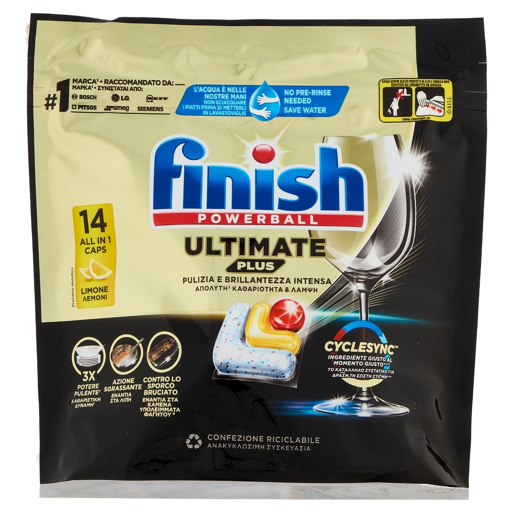 Finish Ultimate Plus All In One Lemon pastiglie lavastoviglie 14 lavaggi 170,8 g